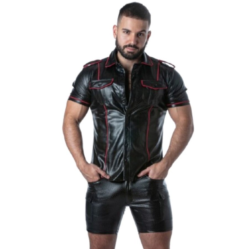 LOCKER GEAR - PUNCH HOLE LEATHERETTE CAMISA BRANCO S - D-247311 - Dona Pimenta