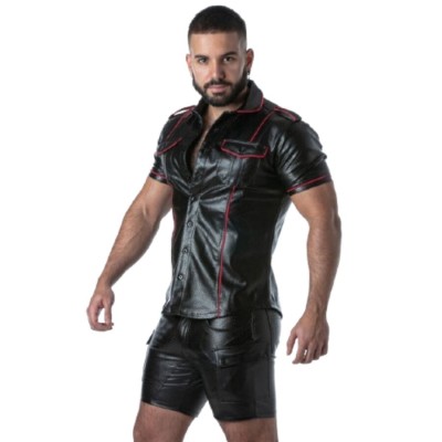 LOCKER GEAR - PUNCH HOLE LEATHERETTE CAMISA BRANCO S - D-247311 - Dona Pimenta