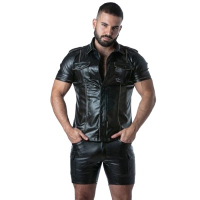LOCKER GEAR - PUNCH HOLE LEATHERETTE CAMISA BRANCO S - D-247311 - Dona Pimenta