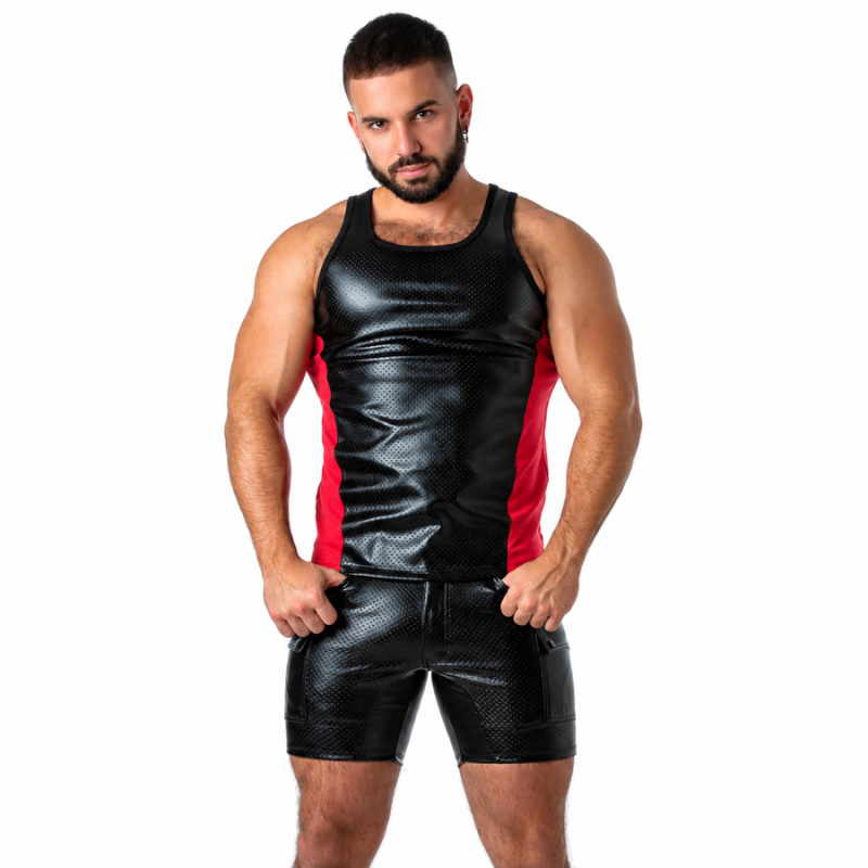 LOCKER GEAR - PUNCH HOLE LEATHERETTE CAMISOLA DE ALÇAS AZUL S - D-247327 - Dona Pimenta