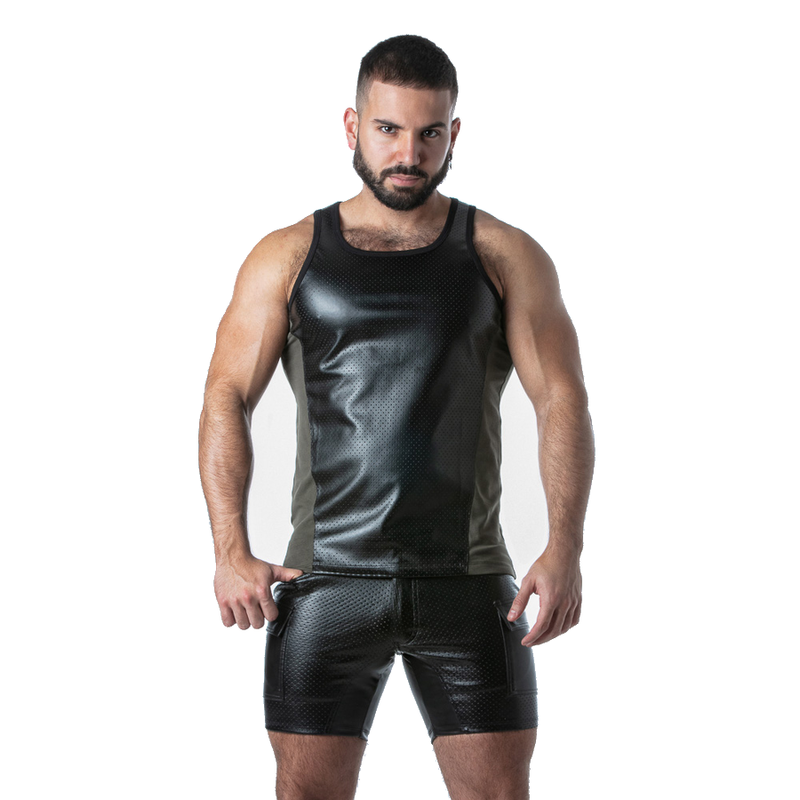 LOCKER GEAR - PUNCH HOLE LEATHERETTE CAMISOLA DE ALÇAS AZUL S - D-247327 - Dona Pimenta