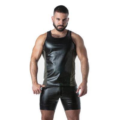 LOCKER GEAR - PUNCH HOLE LEATHERETTE CAMISOLA DE ALÇAS AZUL S - D-247327 - Dona Pimenta