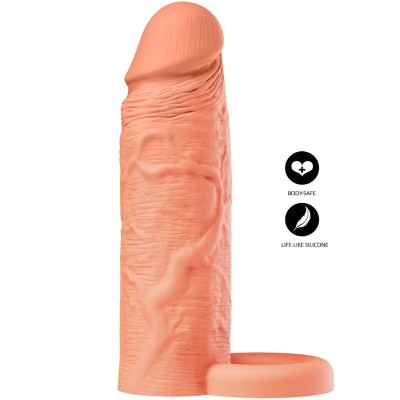 HIDDEN DESIRE - MANGA EXTENSORA DE SILICONE LÍQUIDO INFERNO COM ANEL 18 CM Ø 4,5 CM - TOM DE PELE - D-246935 - Dona Pimenta