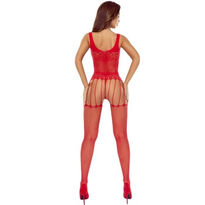 PASSION - BS119 MEIA-CALÇA FLORAL VERMELHA - D-245609 - Dona Pimenta