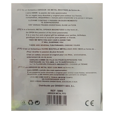 DIABLO PICANTE - ABRIDOR DE GARRAFAS MAGNÉTICO EM METAL COM PÉNIS - D-247366 - Dona Pimenta