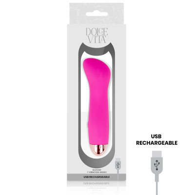 DOLCE VITA - VIBRADOR RECARREGÁVEL UM PINK 7 VELOCIDADE - D-228451 - Dona Pimenta