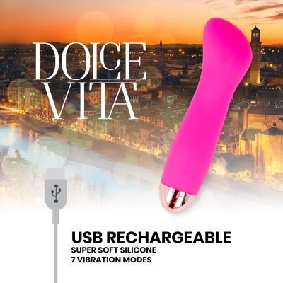 DOLCE VITA - VIBRADOR RECARREGÁVEL UM PINK 7 VELOCIDADE - D-228451 - Dona Pimenta