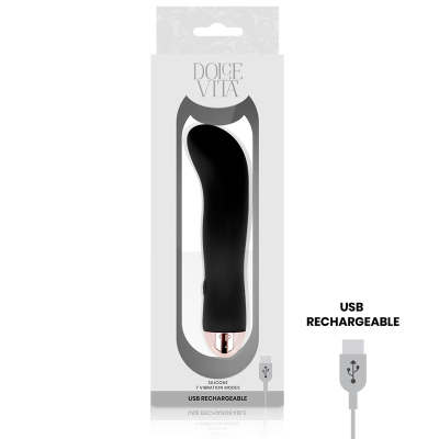 DOLCE VITA - VIBRADOR RECARREGÁVEL DOIS PRETO 7 VELOCIDADE - D-228452 - Dona Pimenta