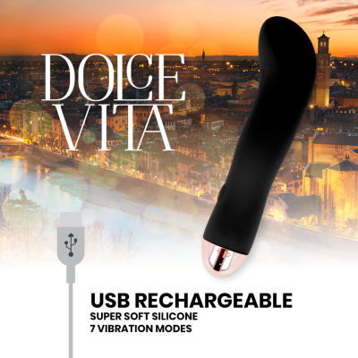 DOLCE VITA - VIBRADOR RECARREGÁVEL DOIS PRETO 7 VELOCIDADE - D-228452 - Dona Pimenta