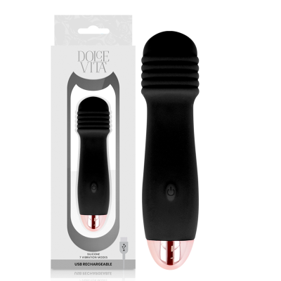 DOLCE VITA - VIBRADOR RECARREGÁVEL TRÊS PRETO 7 VELOCIDADE - D-228454 - Dona Pimenta