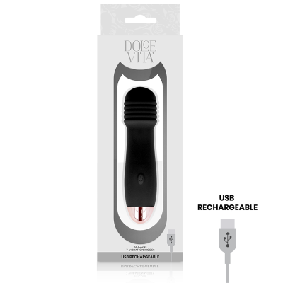 DOLCE VITA - VIBRADOR RECARREGÁVEL TRÊS PRETO 7 VELOCIDADE - D-228454 - Dona Pimenta
