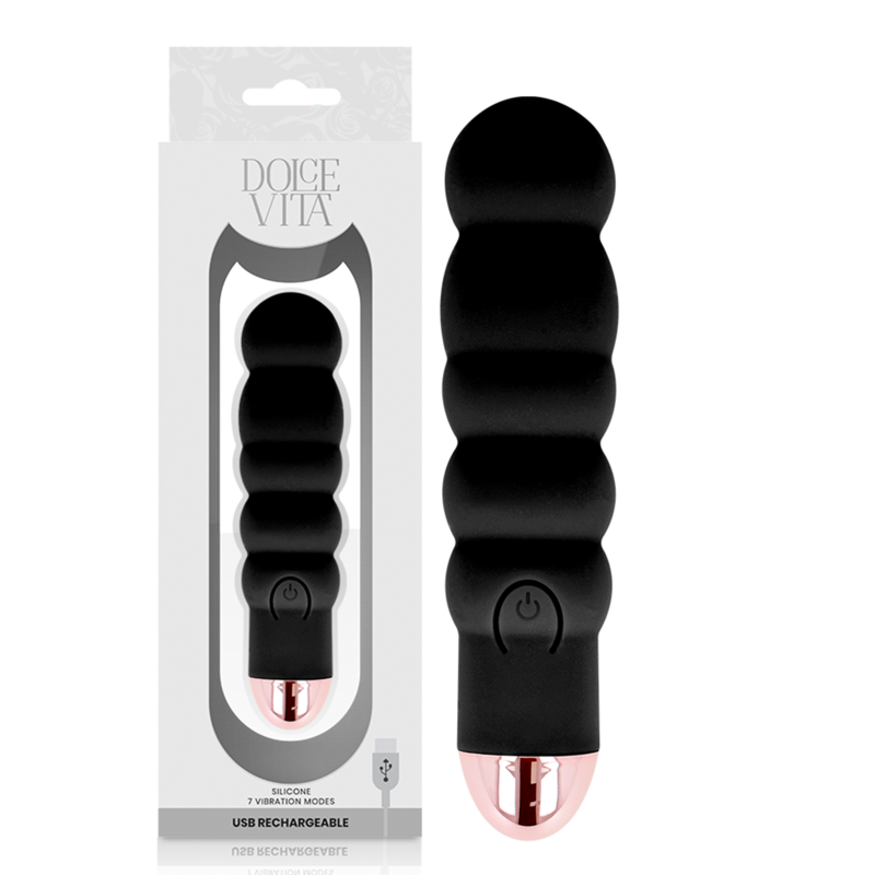 DOLCE VITA - VIBRADOR RECARREGÁVEL SEIS PRETO 7 VELOCIDADES - D-228460 - Dona Pimenta DOLCE VITA - VIBRADOR RECARREGÁVEL SEIS PRETO 7 VELOCIDADES - D-228460 - Dona Pimenta