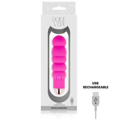 DOLCE VITA - VIBRADOR RECARREGÁVEL SEIS PINK 7 VELOCIDADES - D-228461 - Dona Pimenta