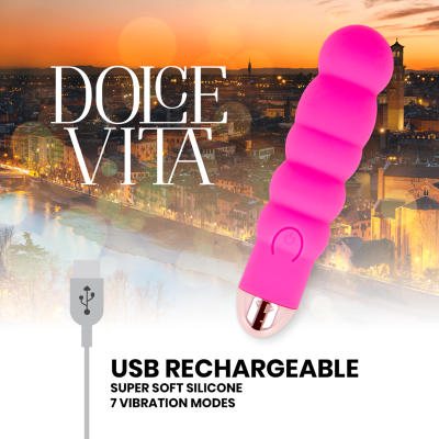 DOLCE VITA - VIBRADOR RECARREGÁVEL SEIS PINK 7 VELOCIDADES - D-228461 - Dona Pimenta