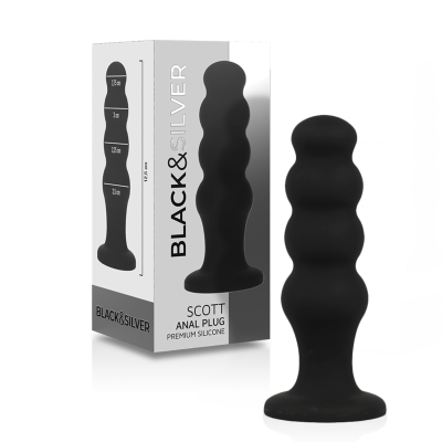 BLACK&SILVER&trade; - PLUG ANAL DE SILICONE SCOTT PREMIUM PRETO - D-234386 - Dona Pimenta