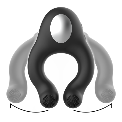 BLACK&SILVER&trade; - ANEL VIBRADOR DE SILICONE 3 MOTORES RECARREGÁVEIS PRETO - D-234388 - Dona Pimenta