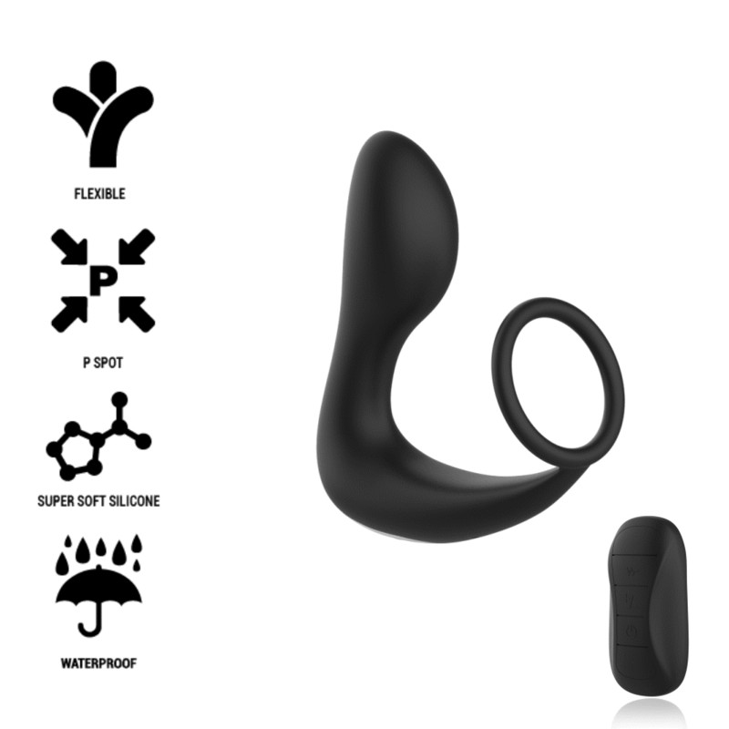 BLACK&SILVER&trade; - MASSAGER ANAL COM CONTROLE REMOTO SILICONE RECARREGÁVEL PRETO - D-234390 - Dona Pimenta