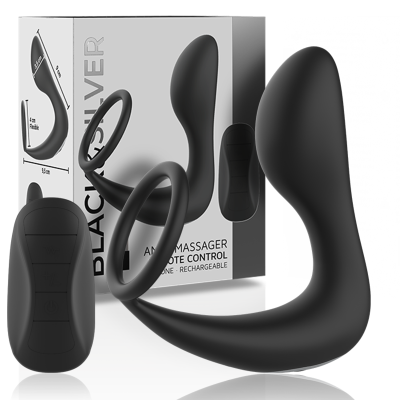 BLACK&SILVER&trade; - MASSAGER ANAL COM CONTROLE REMOTO SILICONE RECARREGÁVEL PRETO - D-234390 - Dona Pimenta