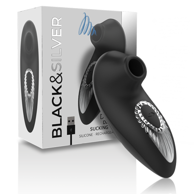 BLACK&SILVER&trade; - DRAKE DELUXE SUCKING VIBE SILICONE RECARREGÁVEL PRETO - D-234391 - Dona Pimenta