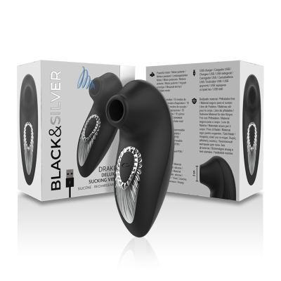 BLACK&SILVER&trade; - DRAKE DELUXE SUCKING VIBE SILICONE RECARREGÁVEL PRETO - D-234391 - Dona Pimenta