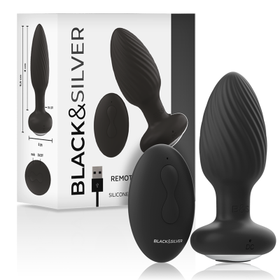BLACK&SILVER&trade; - PLUG DE POÇOS SILICONE ANAL ROTATOR CONTROLE REMOTO - D-234784 - Dona Pimenta