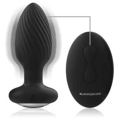BLACK&SILVER&trade; - PLUG DE POÇOS SILICONE ANAL ROTATOR CONTROLE REMOTO - D-234784 - Dona Pimenta