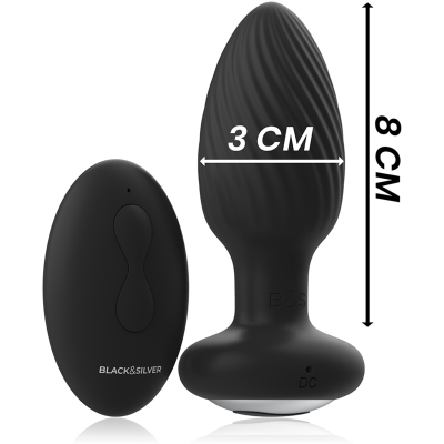 BLACK&SILVER&trade; - PLUG DE POÇOS SILICONE ANAL ROTATOR CONTROLE REMOTO - D-234784 - Dona Pimenta