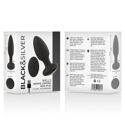 BLACK&SILVER&trade; - PLUG DE POÇOS SILICONE ANAL ROTATOR CONTROLE REMOTO - D-234784 - Dona Pimenta