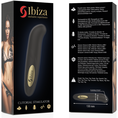 IBIZA - ESTIMULADOR DE CLITÓRIS CARREGADOR USB 10 MODOS DE VIBRAÇÃO DOURADO 13 X 2,9 - D-236031 - Dona Pimenta