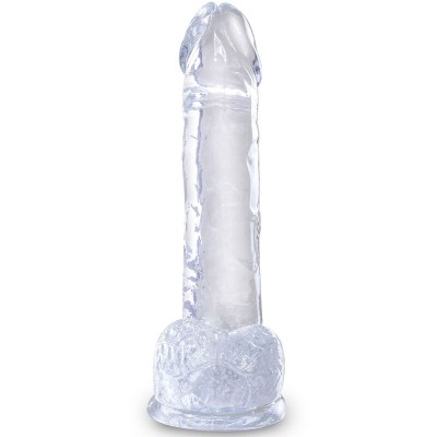 KING COCK CLEAR - PÊNIS REALISTA COM BOLAS 15,2 CM TRANSPARENTE - D-236528 - Dona Pimenta