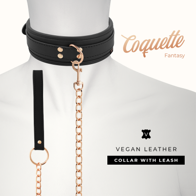 COQUETTE CHIC DESIRE&trade; - COLAR DE COURO FANTASY VEGAN COM ALÇA E FORRO DE NEOPRENE - D-229279 - Dona Pimenta