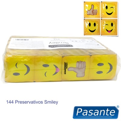 PASANTE - SACO DE PRESERVATIVOS SMILEY 144 UNIDADES - D-236438 - Dona Pimenta