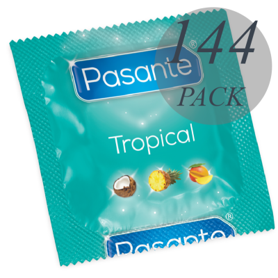 PASANTE CONDOMS TROPICAL SACO 144 UNIDADES - D-232084 - Dona Pimenta