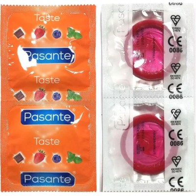 PASANTE - SACO DE PRESERVATIVO SABOR MORANGO 144 UNIDADES - D-236479 - Dona Pimenta