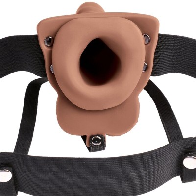 SÉRIE FETISH FANTASY - ARNÊS AJUSTÁVEL PÊNIS REALISTA COM TESTÍCULOS RECARREGÁVEIS E VIBRADOR 15 CM - D-236558 - Dona Pimenta