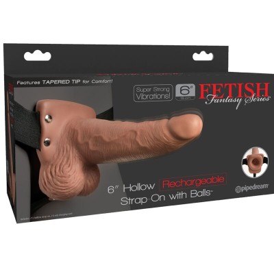 SÉRIE FETISH FANTASY - ARNÊS AJUSTÁVEL PÊNIS REALISTA COM TESTÍCULOS RECARREGÁVEIS E VIBRADOR 15 CM - D-236558 - Dona Pimenta