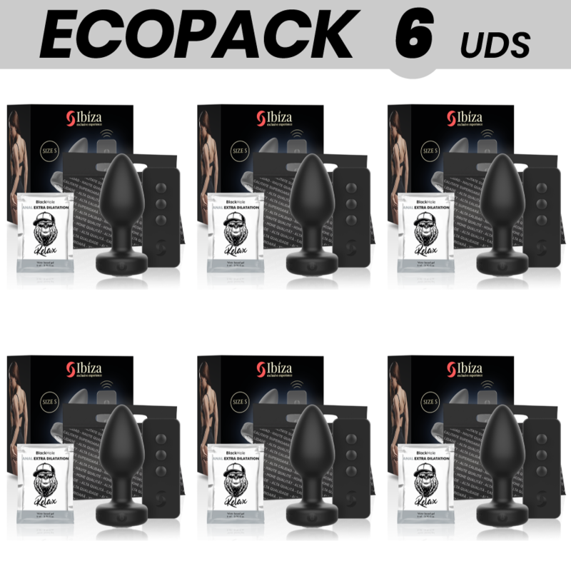 ECOPACK 6 UNITS - IBIZA REMOTE CONTROL ANAL PLUG VIBRATOR SIZE S - D-234487 - Dona Pimenta
