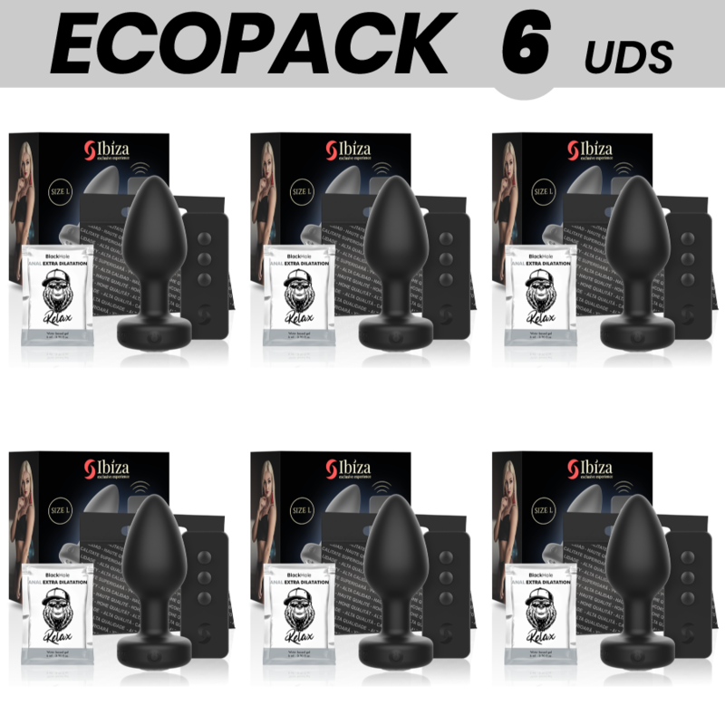 ECOPACK 6 UNIDADES - PLUG ANAL IBIZA CONTROLE REMOTO TAMANHO L - D-234489 - Dona Pimenta