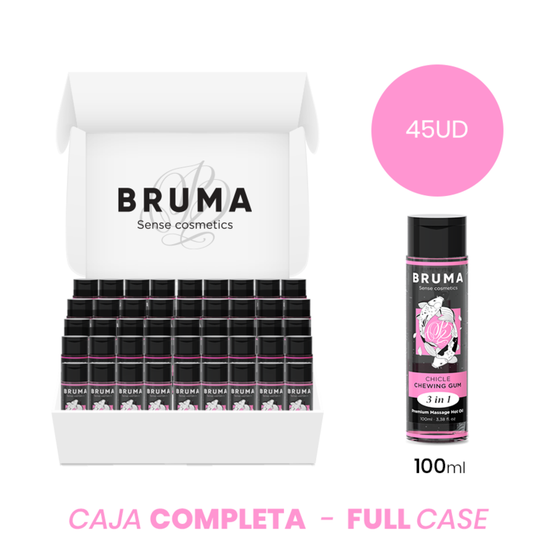 MOQ 45 - BRUMA ÓLEO DE MASSAGEM PREMIUM EFEITO CALOR SABOR GOMA 3 EM 1 - 100 ML - D-237002 - Dona Pimenta