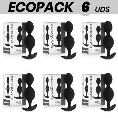 ECOPACK 6 UNIDADES - CORRENTE DE BOLA ANAL BLACK&SILVER ORSON 9 CM - D-234805 - Dona Pimenta