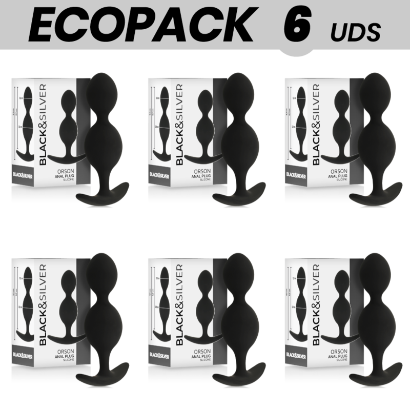 ECOPACK 6 UNIDADES - CORRENTE DE BOLA ANAL BLACK&SILVER ORSON 9 CM - D-234805 - Dona Pimenta
