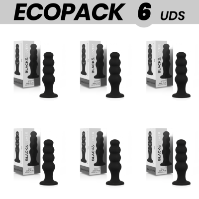 ECOPACK 6 UNIDADES - BLACK&SILVER SCOTT ANAL PLUG PREMIUM SILICONE PRETO - D-234480 - Dona Pimenta
