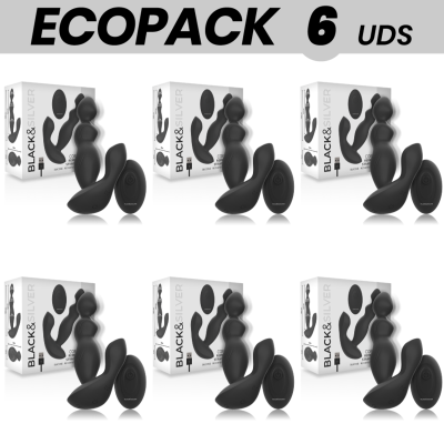 ECOPACK 6 UNIDADES - BLACK&SILVER CORA PLUG ANAL CONTROLE REMOTO DE SILICONE - D-234799 - Dona Pimenta