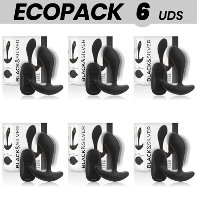ECOPACK 6 UNIDADES - BLACK&SILVER PLUG ANAL DWAYNE CONTROLE REMOTO DE SILICONE - D-234800 - Dona Pimenta