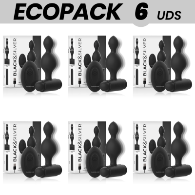 ECOPACK 6 UNIDADES - BLACK&SILVER TUCKER PEQUENO PLUG ANAL DE SILICONE CONTROLE REMOTO - D-234813 - Dona Pimenta