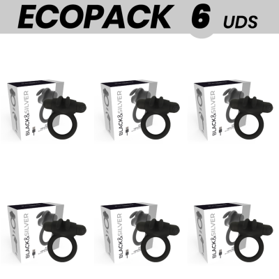 ECOPACK 6 UNIDADES - ANEL AGRON PRETO&SILVER - D-223500 - Dona Pimenta