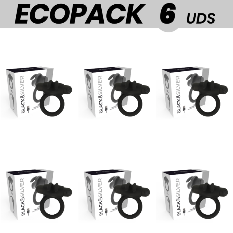 ECOPACK 6 UNIDADES - ANEL AGRON PRETO&SILVER - D-223500 - Dona Pimenta