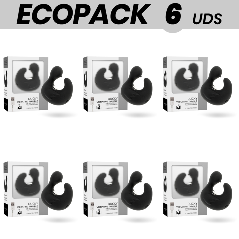 ECOPACK 6 UNIDADES - BLACK&SILVER DUCKYMANIA RECARREGÁVEL SILICONE ESTIMULANTE DEDAL DE PATO - D-227842 - Dona Pimenta