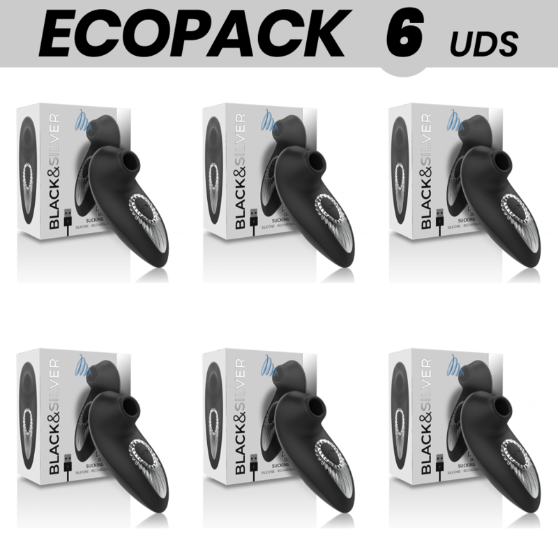ECOPACK 6 UNIDADES - BLACK&SILVER DRAKE DELUXE SUCKING VIBE SILICONE RECARREGÁVEL PRETO - D-234485 - Dona Pimenta