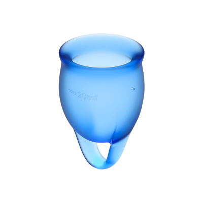SATISFYER SINTA-SE CONFIANTE CUP MENSTRUAL ESCURO AZUL 15 + 20ML - D-223850 - Dona Pimenta
